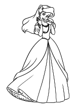 Раскраска - Принцессы Диснея - Милая Принцесса Ариэль в бальном платье