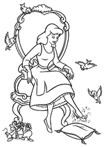 Раскраска - Принцессы Диснея - Золушка надела хрустальную туфельку