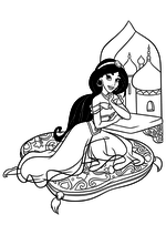 Раскраска - Принцессы Диснея - Жасмин в своем замке