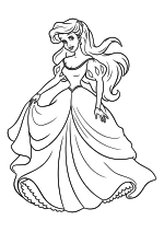 Раскраска - Принцессы Диснея - Ариэль в бальном платье