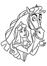 Раскраска - Принцессы Диснея - Аврора и конь Самсон