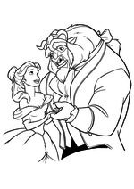 Раскраска - Принцессы Диснея - Белль и Принц-чудовище