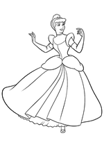 Раскраска - Принцессы Диснея - Золушка в бальном платье