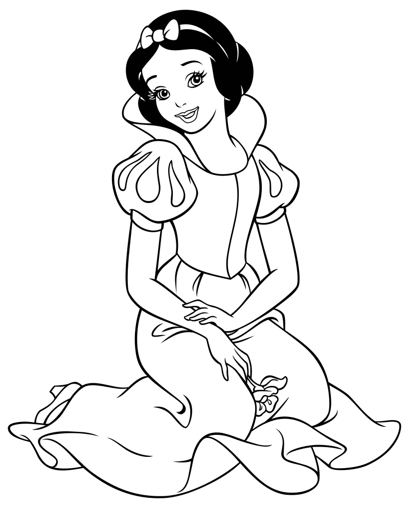 Раскраска - Принцессы Диснея - Белоснежка с цветком