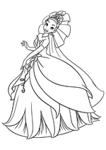 Раскраска - Принцессы Диснея - Тиана в свадебном платье