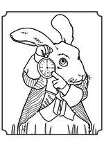 Раскраска - Алиса в Зазеркалье - Белый Кролик