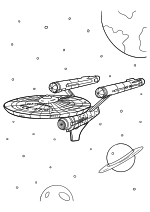 Раскраска - Звёздный путь - USS Enterprise в открытом космосе