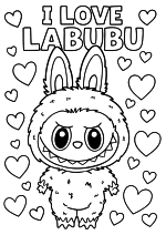 Раскраска - Лабубу - Я люблю Лабубу