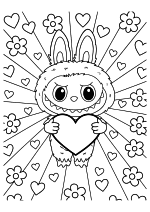 Раскраска - Лабубу - Лабубу на забавном фоне