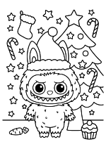 Раскраска - Лабубу - Рождественский Лабубу