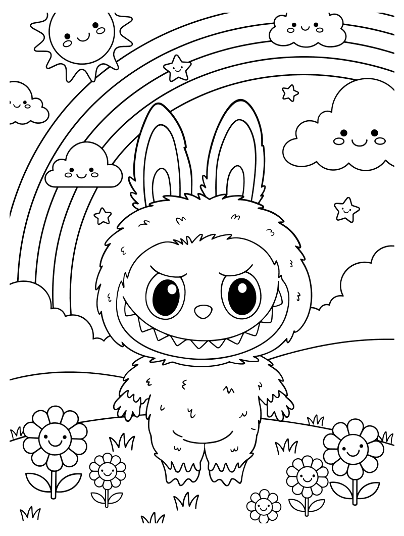 Раскраска - Лабубу - Лабубу в счастливой стране