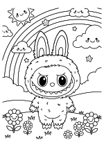 Раскраска - Лабубу - Лабубу в счастливой стране