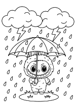 Раскраска - Лабубу - Лабубу во время грозы