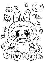 Раскраска - Лабубу - Лабубу на Хэллоуин