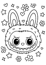 Раскраска - Лабубу - Голова Лабубу на фоне узора