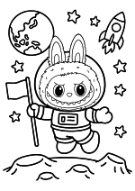 Раскраска - Лабубу - Лабубу в космосе