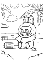 Раскраска - Лабубу - Зимомо отдыхает на пляже