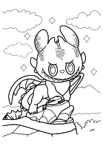 Раскраска - Лабубу - Беззубик Лабубу на камне