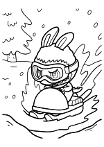 Раскраска - Лабубу - Лабубу за рулём снегохода