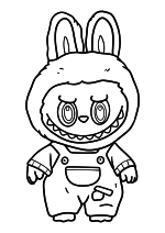 Раскраска - Лабубу - Простой Лабубу в комбинезоне