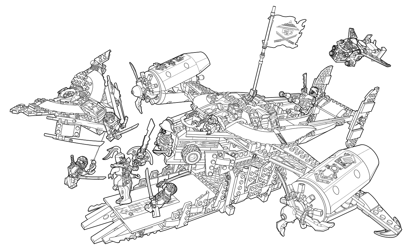 Раскраска лего Ниндзяго корабль