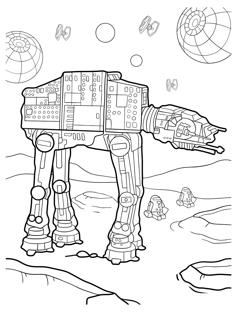 Раскраска - LEGO Звездные войны - Шагоход AT-AT