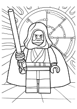 Раскраска - LEGO Звездные войны - Оби-Ван Кеноби держит световой меч Раскраска - LEGO Звездные войны - Оби-Ван Кеноби держит световой меч