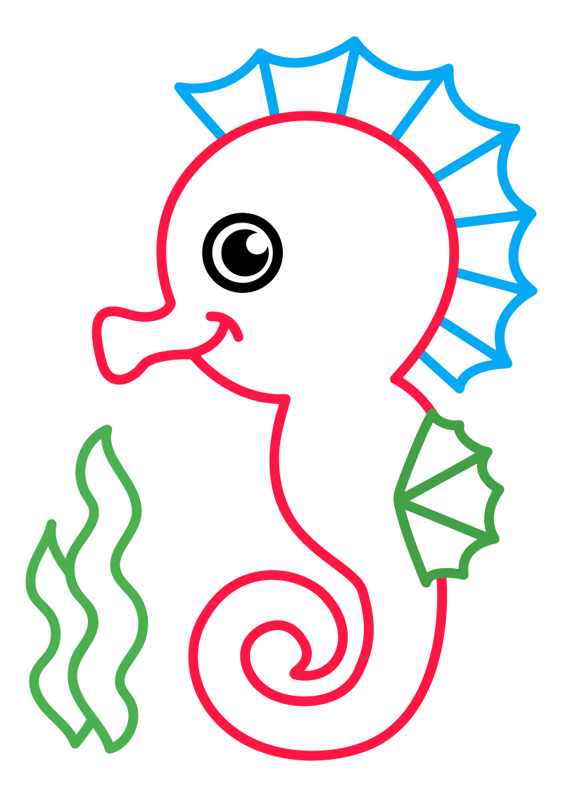Раскраска - Малышам - Морской конёк