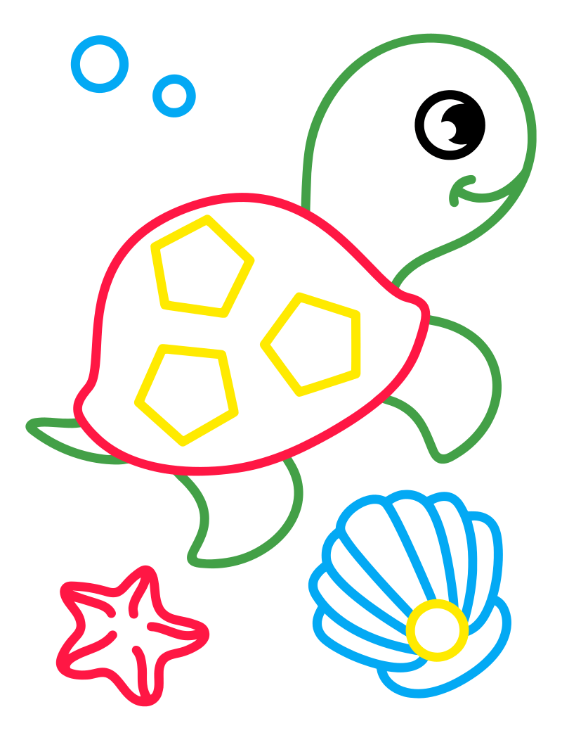 Раскраска - Малышам - Морской черепашонок