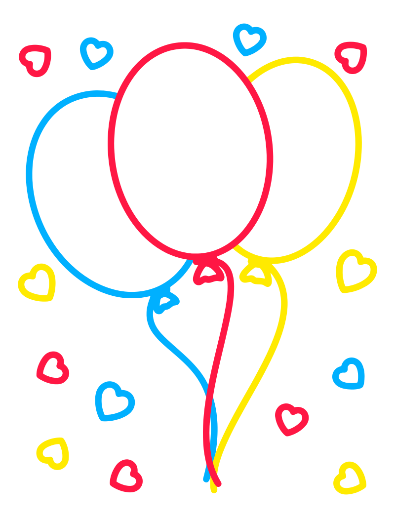 Раскраска - Малышам - Воздушные шарики