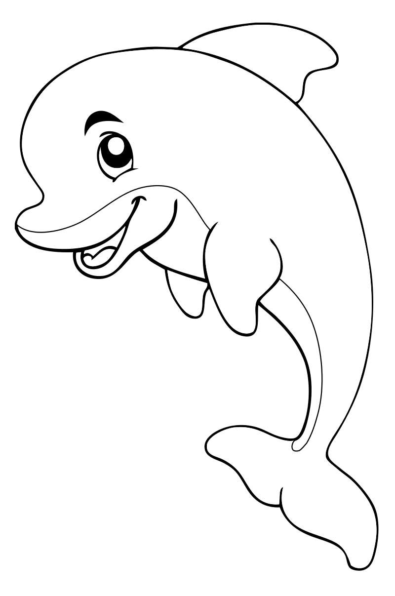 Раскраска - Малышам - Весёлый дельфин