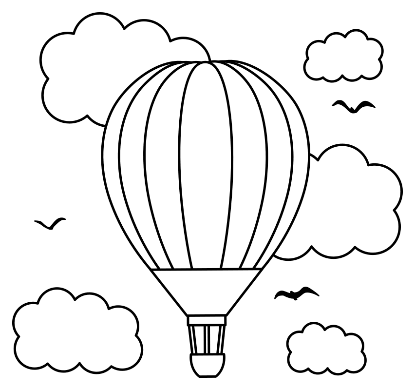 Раскраска Воздушный шар в полёте