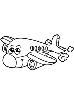 Раскраска - Малышам - Улыбающийся самолёт