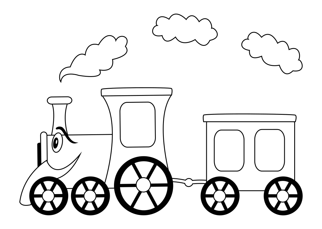 Раскраска - Малышам - Паровозик с вагоном