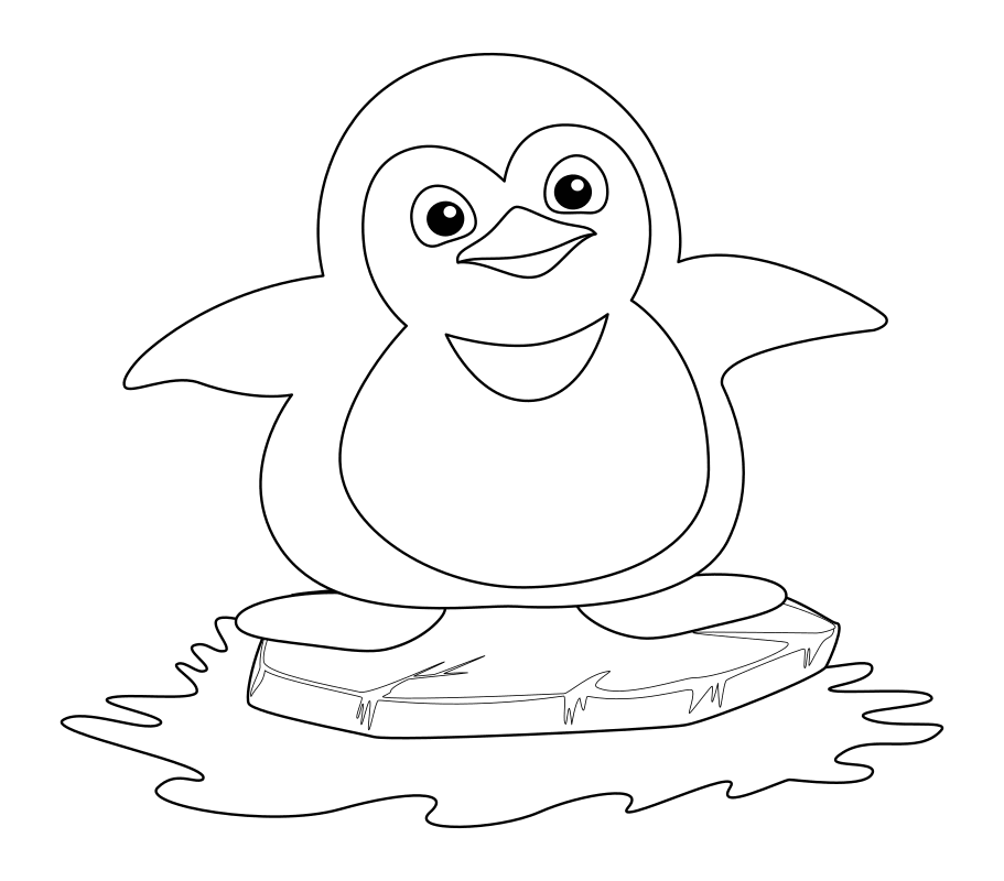 Раскраска - Малышам - Пингвинёнок на льдине