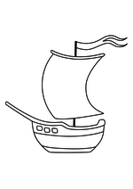 Раскраска - Малышам - Парусный кораблик с флагом