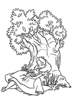 Раскраска - Алиса в Стране чудес - Алиса спит под деревом