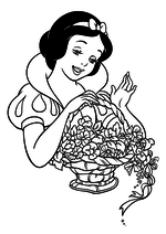 Раскраска Портрет Белоснежки с корзинкой цветов