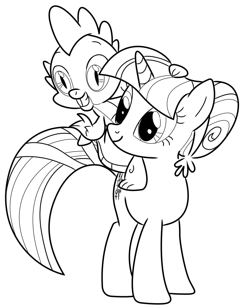 Раскраска - Мой маленький пони: Дружба – это чудо - Сумеречная Искорка и Спайк