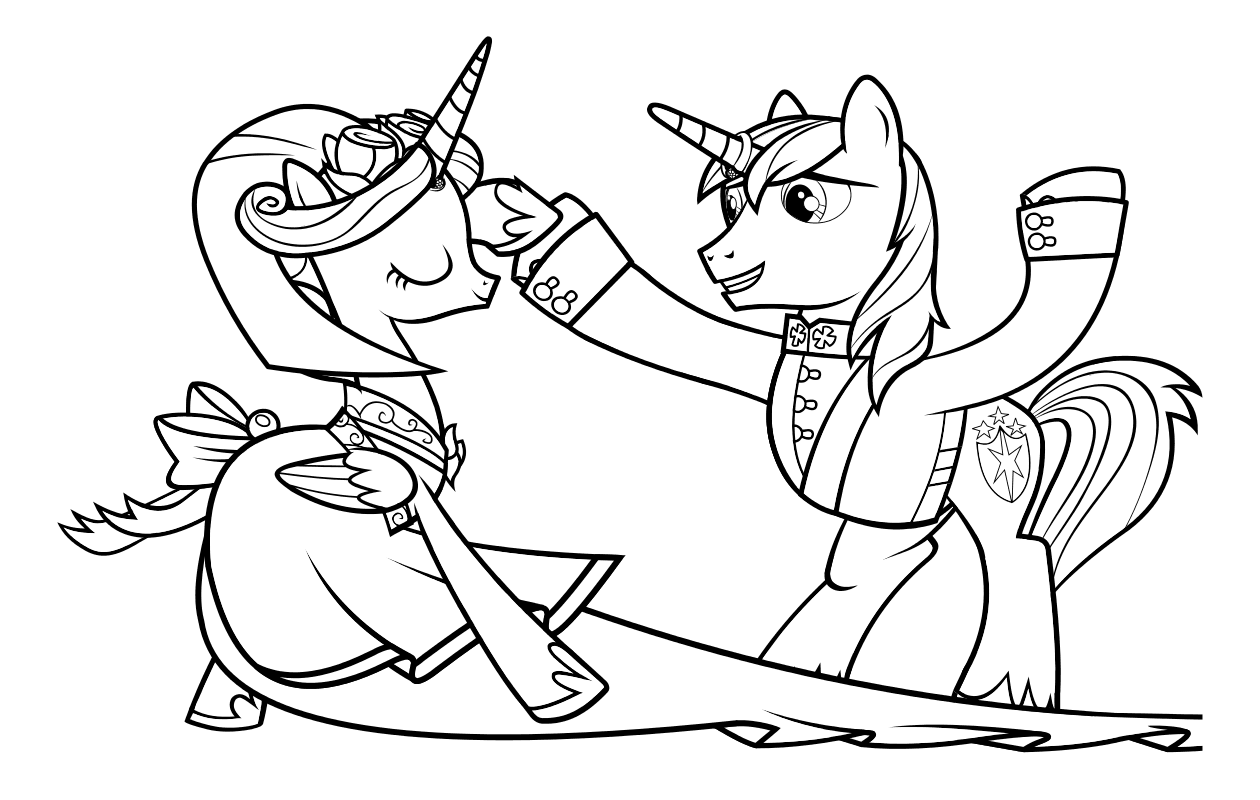 Раскраска - Мой маленький пони: Дружба - это чудо - Принцесса Каденс и Шайн...