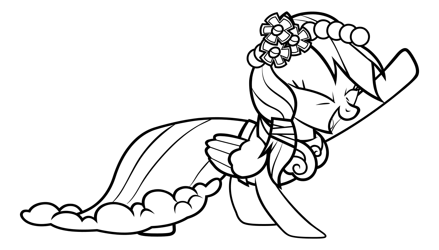 Раскраска - Мой маленький пони: Дружба – это чудо - Радуга Дэш в бальном платье