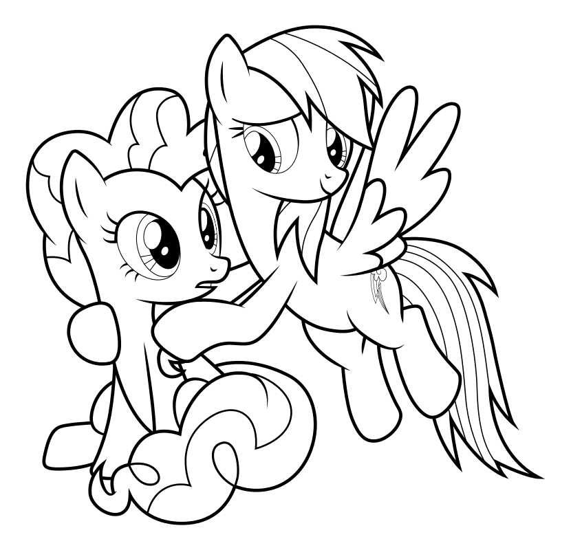 Раскраска - Мой маленький пони: Дружба – это чудо - Пинки Пай и Радуга Дэш