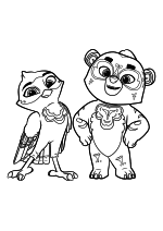 Раскраска - Духи-рейнджеры - Духи Красный Ястреб и Медведь Гризли