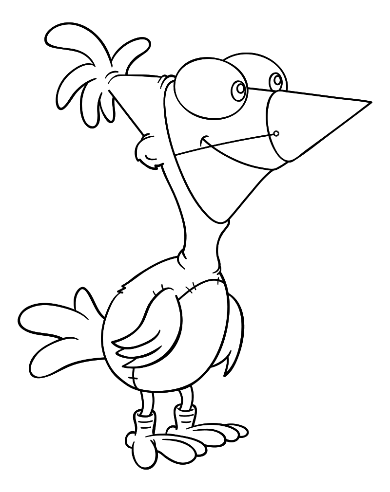 Раскраска - Финес и Ферб - Финес в костюме цыплёнка