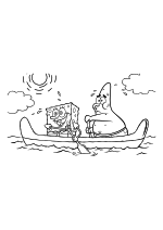 Раскраска - Губка Боб Квадратные Штаны - Губка Боб и Патрик Стар плывут в лодке