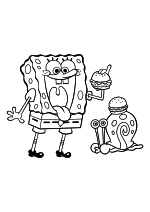 Раскраска - Губка Боб Квадратные Штаны - Губка Боб и Гэри с гамбургерами
