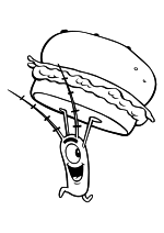 Раскраска - Губка Боб Квадратные Штаны - Шелдон Джеймс Планктон с гамбургером