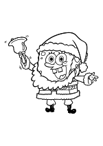 Раскраска - Губка Боб Квадратные Штаны - Губка Боб в костюме Санта-Клауса