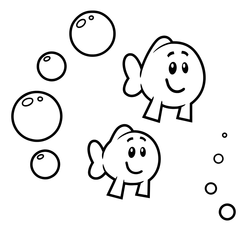Раскраска - Гуппи и пузырики - Маленькие рыбки
