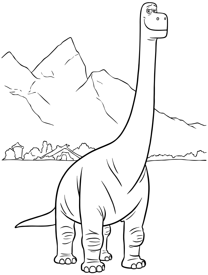 Раскраска - Хороший динозавр - Апатозавр Генри отец Арло